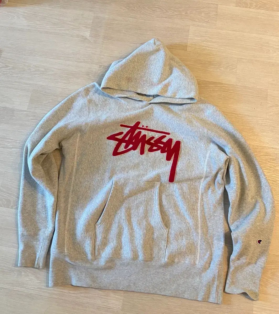 STUSSY チャンピオン コラボ フーディー Tシャツ グレー