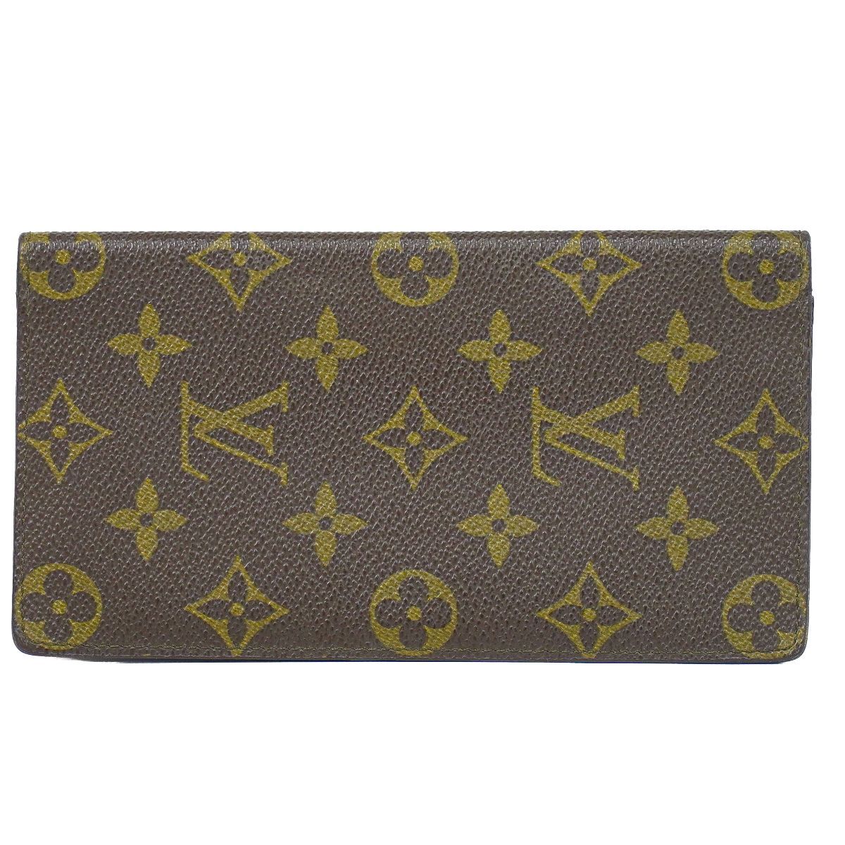 本物 ルイヴィトン LOUIS VUITTON LV ポルト カルト クレディ 円 モノグラム 札入れ 長財布 ブラウン M60825 ビトン 財布 ウォレット 中古・