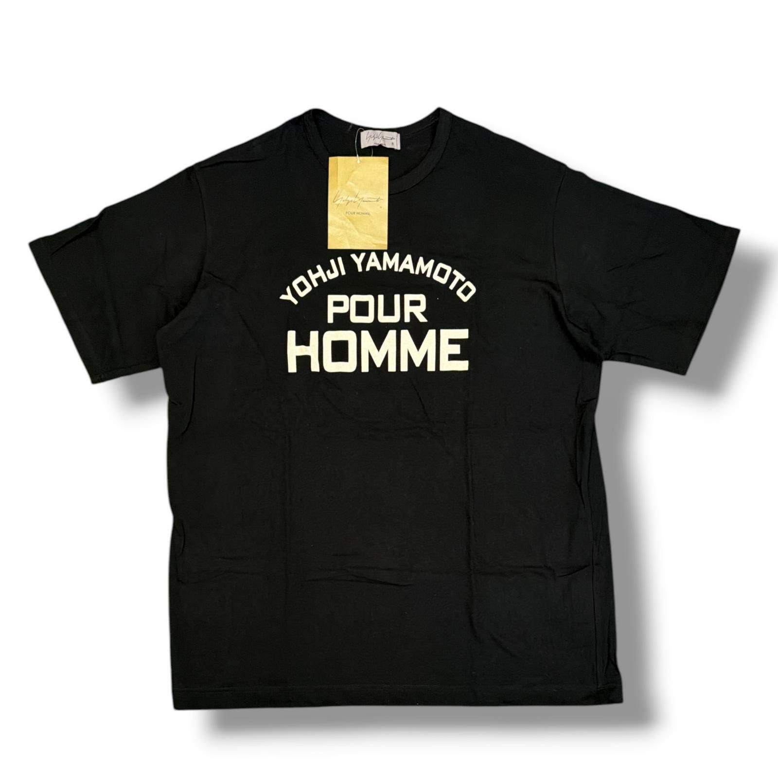 参考上代22000円 未使用 Yohji Yamamoto POUR HOMME PIGMENT PRINT ARCH LOGO TEE ピグメントプリントアーチロゴTシャツ 半袖カットソー ヨウジヤマモトプールオム HL-T41-988 ブラック 3