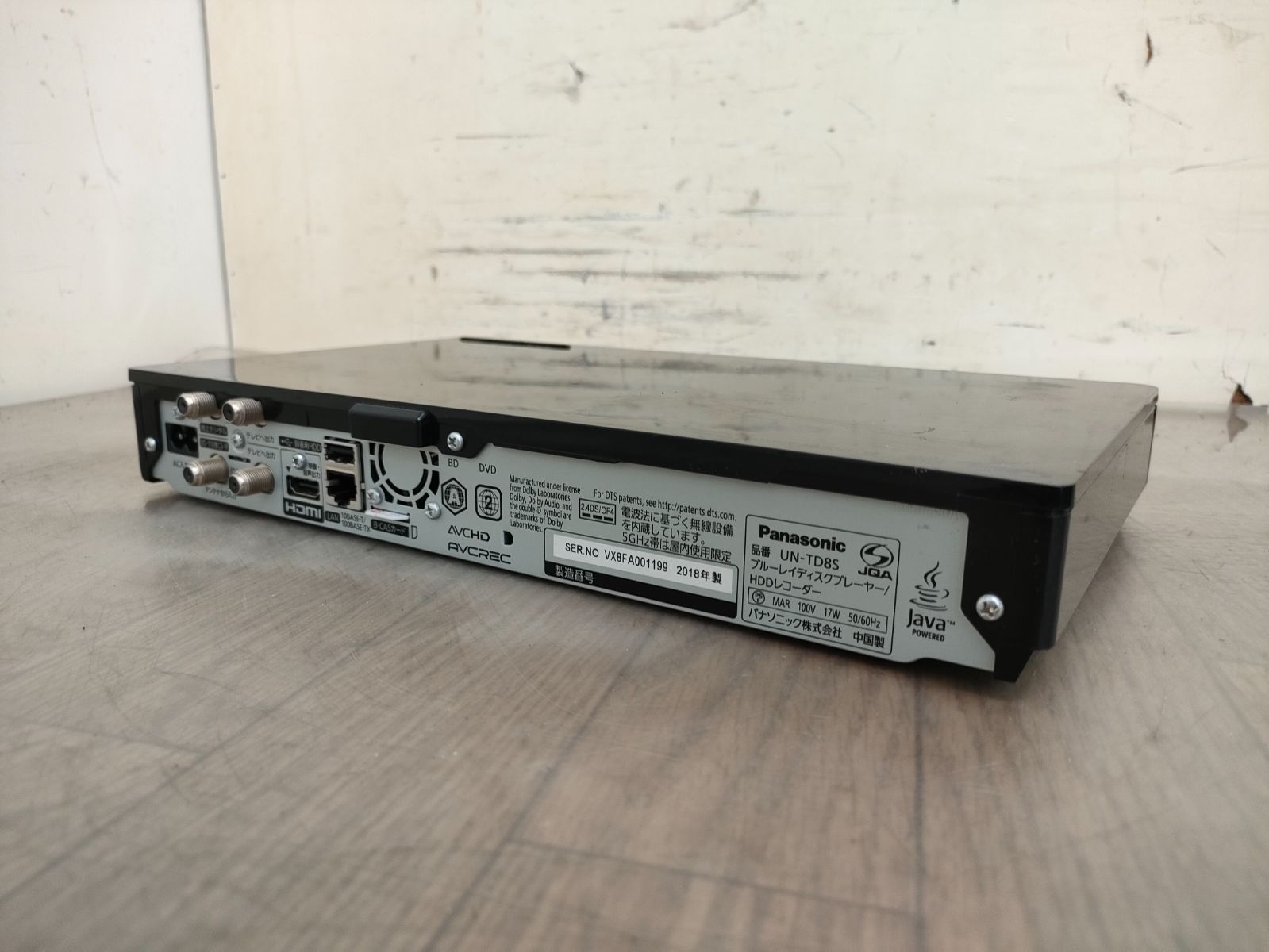 動作品 UN-TD8S ブルーレイプレイヤー/HDDレコーダー パナソニック