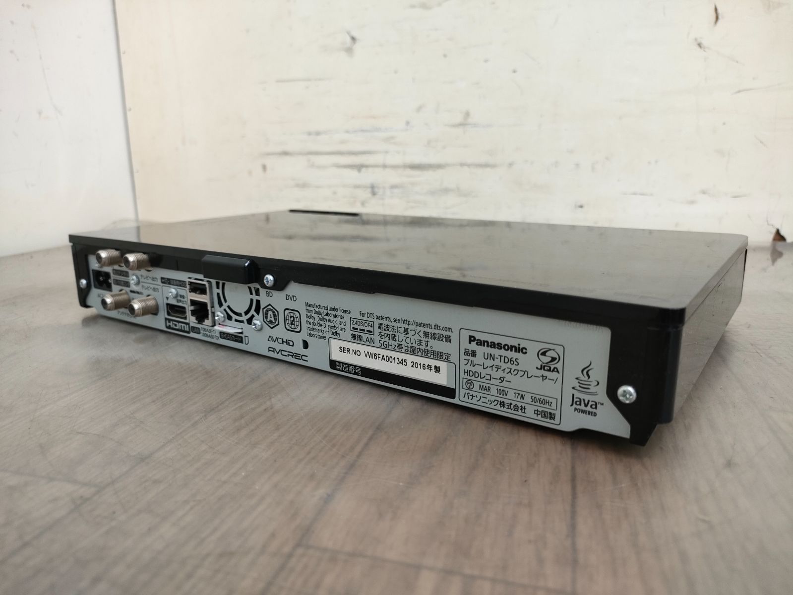 動作品 UN-TD6S ブルーレイプレイヤー/HDDレコーダー パナソニック 管