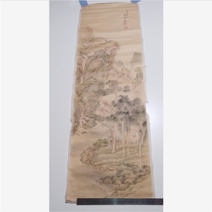 【山水画】小閣煮茶　まくり　華峰老