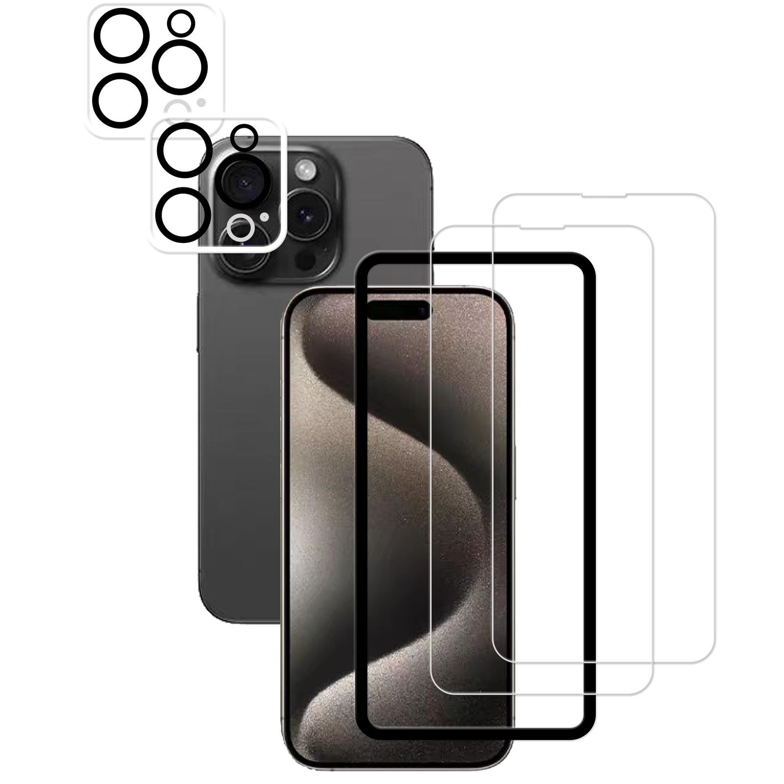 HKKAIS いphone15pro フィルム【2+2 枚セット+ガイド枠付き】日本製 