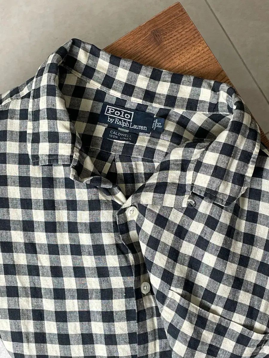 ポロラルフローレン CHECK リネン 半袖 シャツ XL