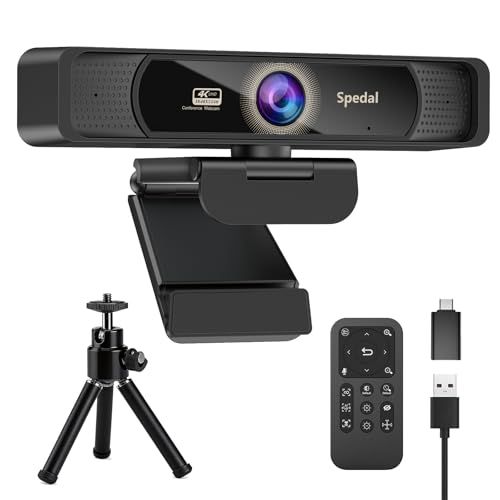 Spedal 931 4K Webカメラ UHD 800万画素 120°広角 会議用カメラ Sony 1/2.8インチセンサー 4倍ズーム リモコン＆三脚付き 内蔵マイク USB プラグ＆プレイ オンライン授業・ウェブ会議・テレワーク対応 m d7b77e39