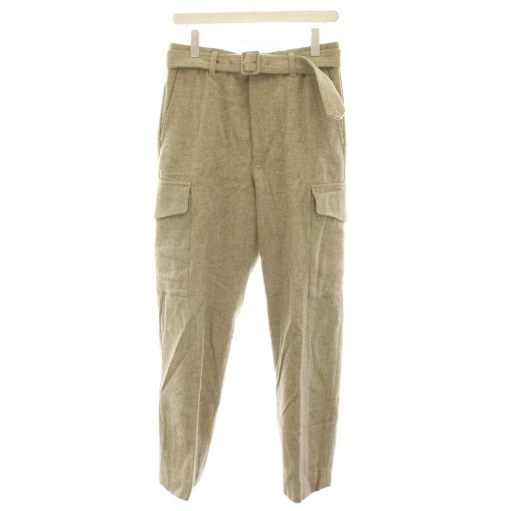 オーラリー AURALEE SUPER MILLED SHETLAND WOOL BELTED FIELD PANTS フィールドパンツ テーパード 3 グレージュ A21AP02LH /YM