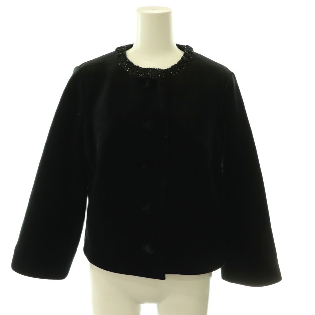 ルネ Rene 24年 ベロアフロントボタンノーカラージャケット 総裏地 34