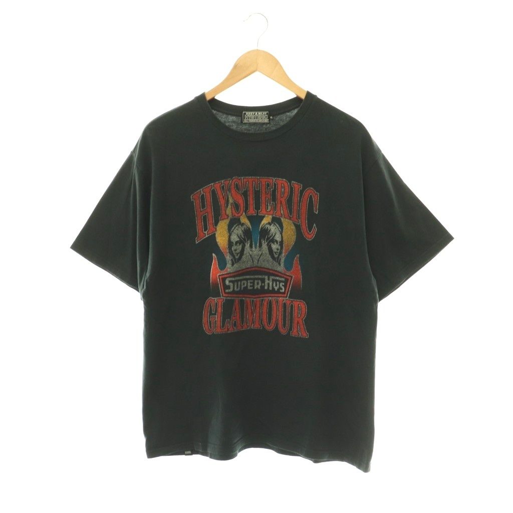 ヒステリックグラマー HYSTERIC GLAMOUR FLARE WOMAN Tシャツ カットソー 半袖 XL ブラック マルチカラー /DO ■OS