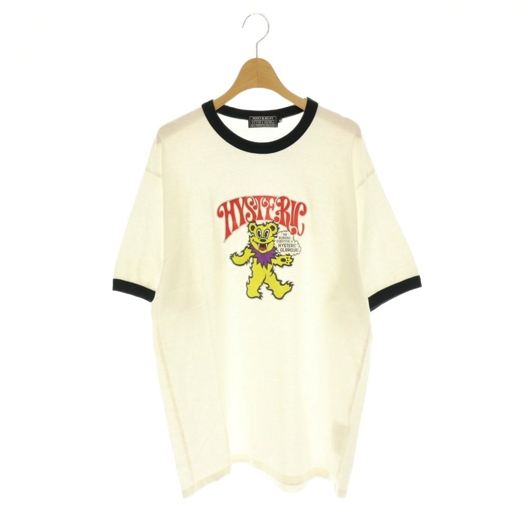 ヒステリックグラマー HYSTERIC GLAMOUR 25SS FIRE BEAR GLITTER Tシャツ カットソー 半袖 XL ホワイト /HK ■OS