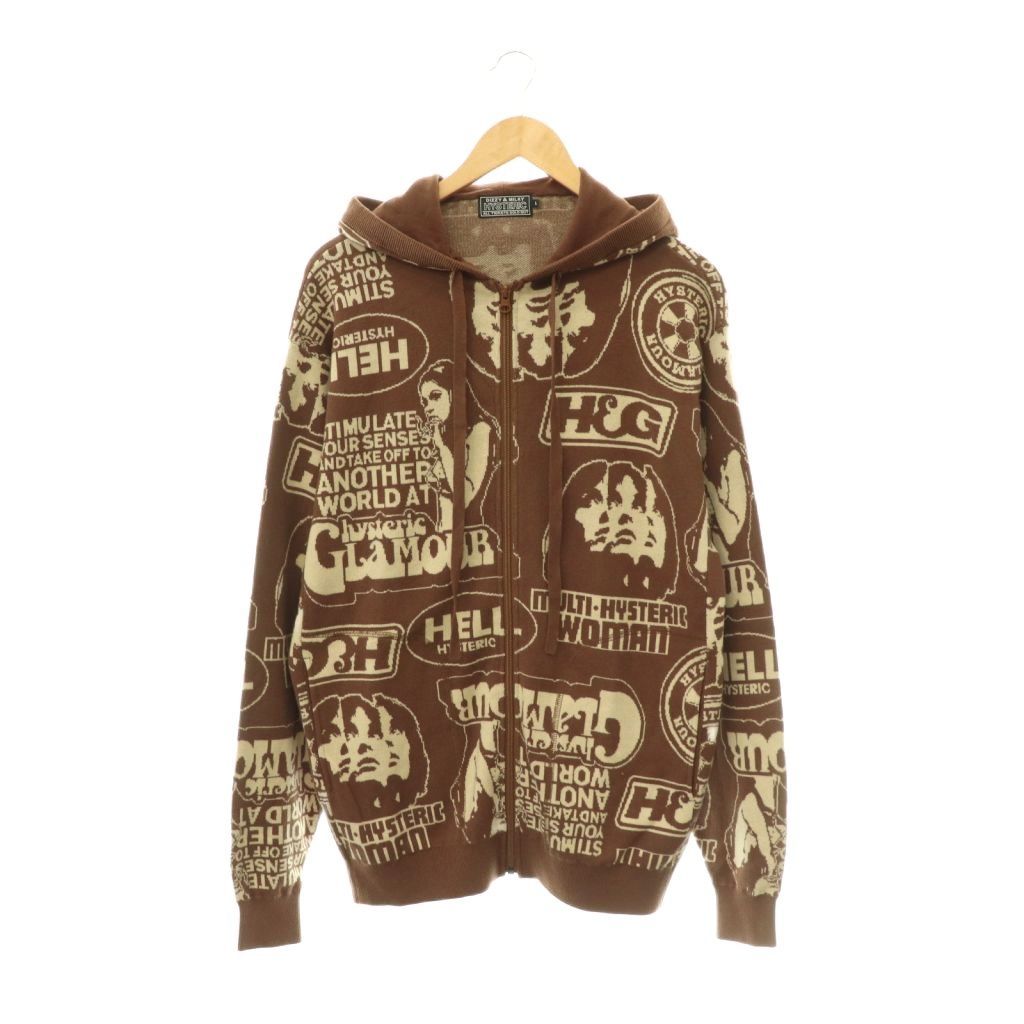 ヒステリックグラマー HYSTERIC GLAMOUR 24AW SUPER HYS柄 ジャカードパーカー ジャケット ジップアップ L ブラウン ライトベージュ /DO ■OS