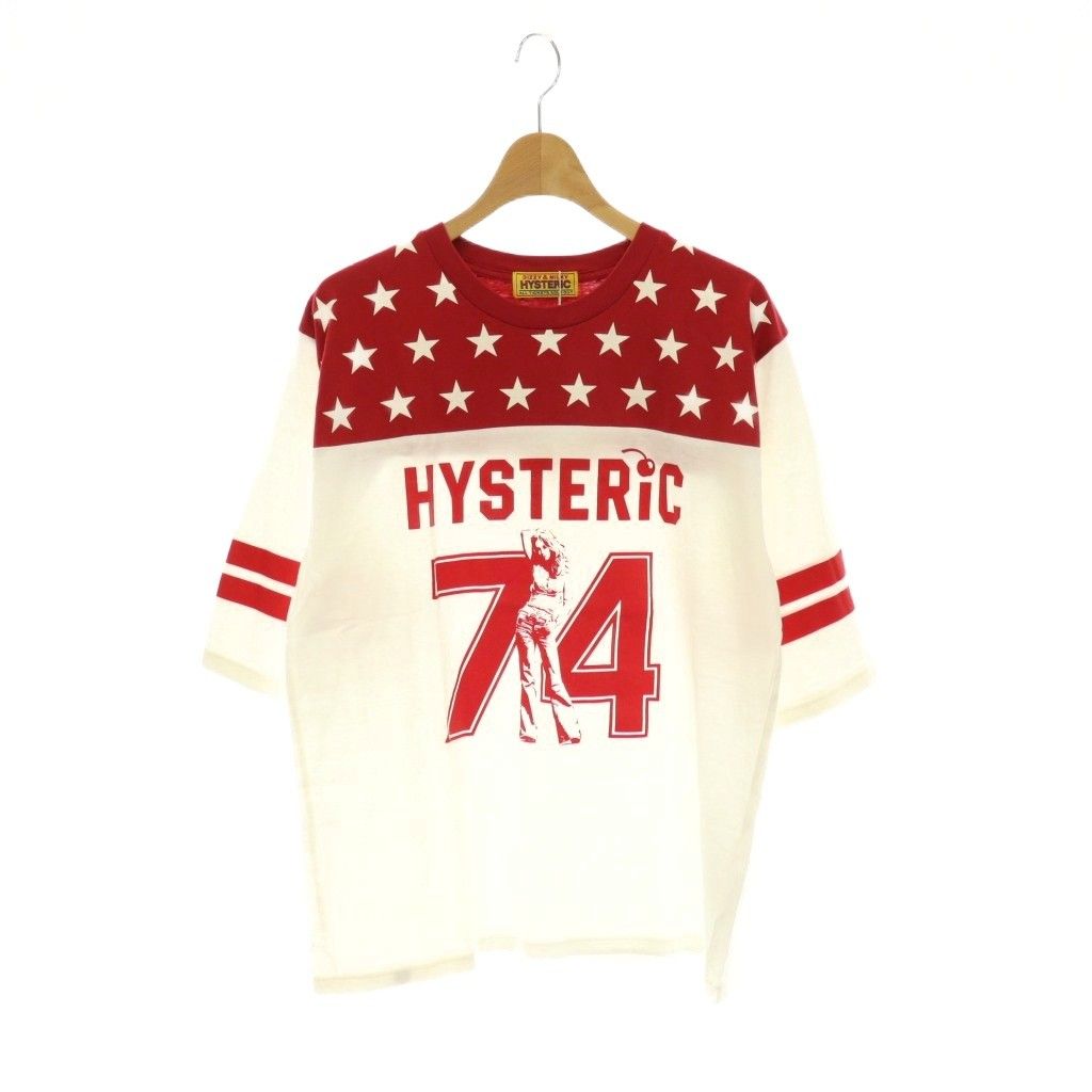ヒステリックグラマー HYSTERIC GLAMOUR 25SS CHERRY BOMB 五分袖Tシャツ カットソー F ホワイト レッド /HK ■OS
