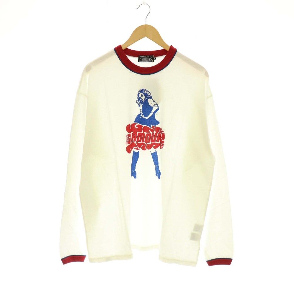 ヒステリックグラマー HYSTERIC GLAMOUR VIXEN GIRL TEE ロンT カットソー 長袖 XL ホワイト レッド ブルー /DO ■OS