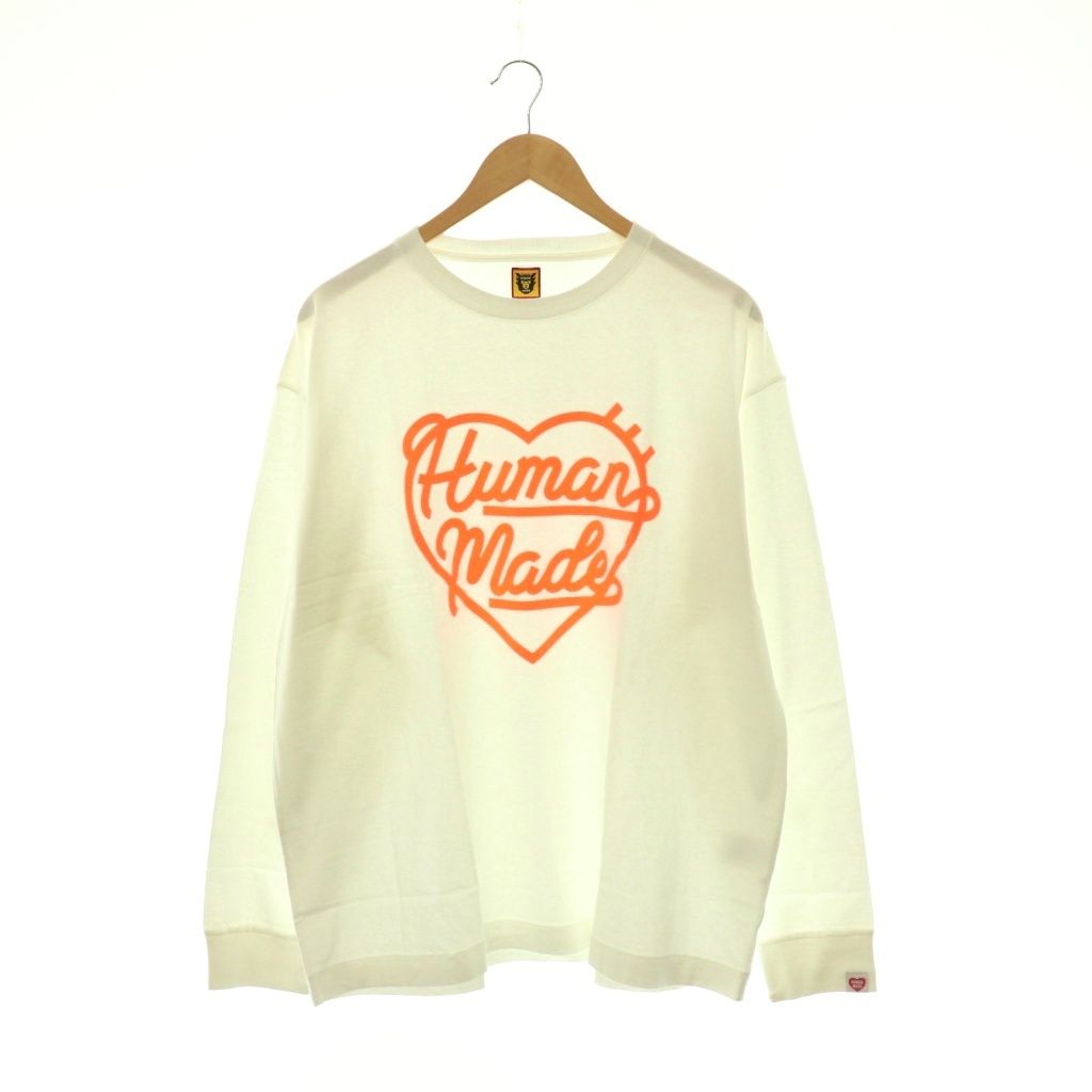 ヒューマンメイド HUMAN MADE HEART L/S T-SHIRT LIGHTBLUE Tシャツ カットソー 長袖 XXL ホワイト オレンジ /DO ■OS