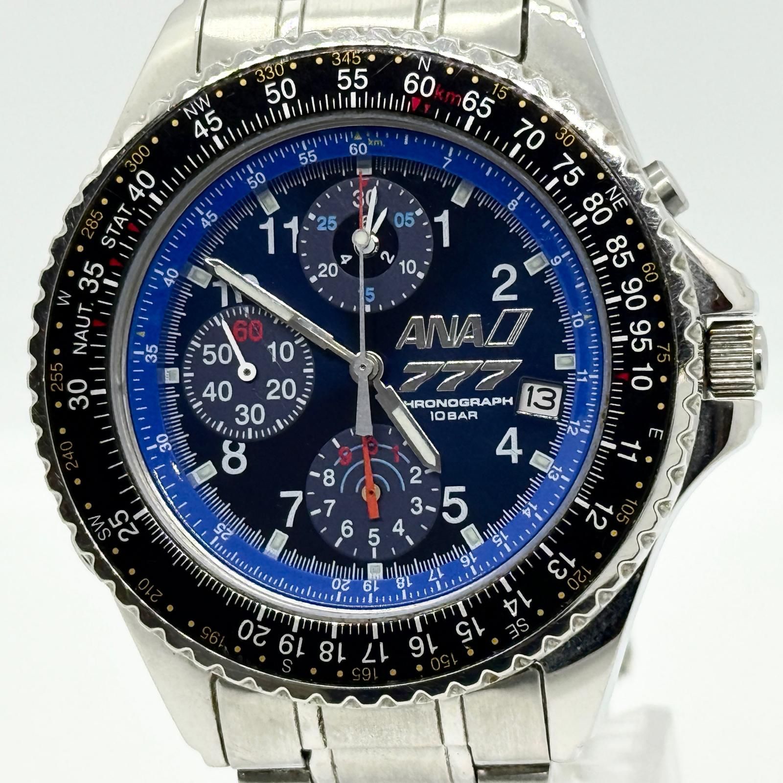 SEIKO セイコー ANA 777 ブルー QZ メンズ 腕時計 訳あり