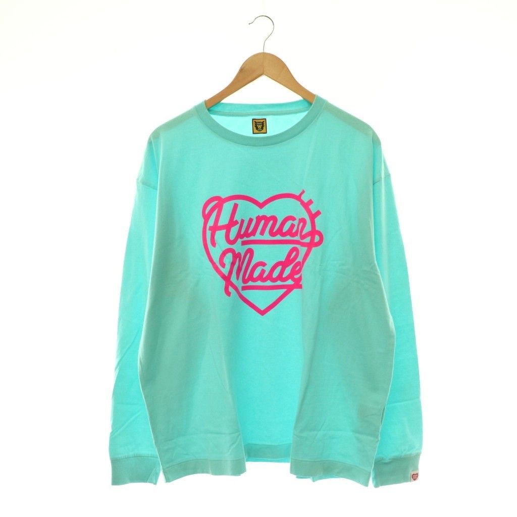 ヒューマンメイド HUMAN MADE HEART L/S T-SHIRT LIGHTBLUE ロンT カットソー 長袖 XXL ライトブルー ピンク /DO ■OS