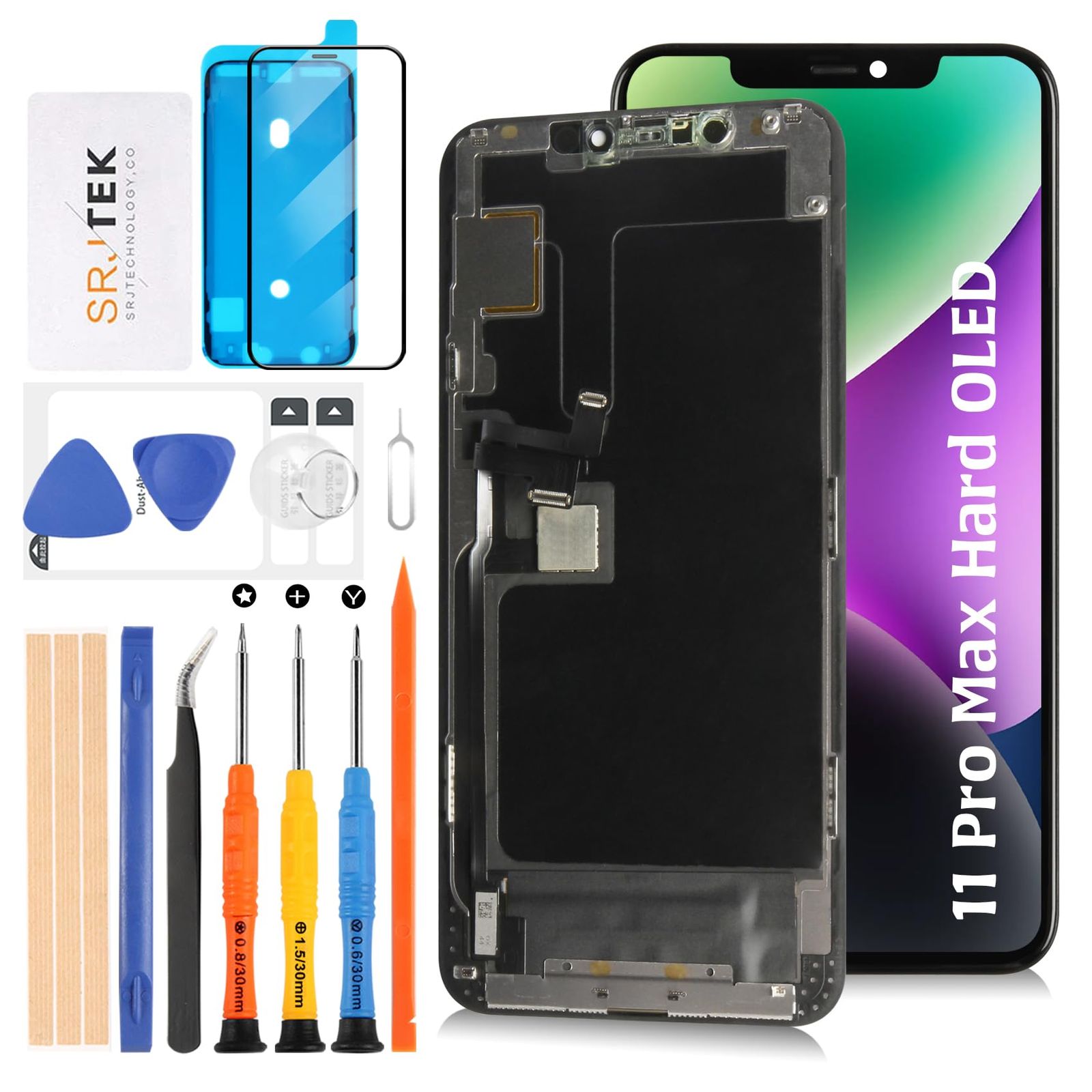 For iPhone 11 Pro Max 液晶パネル 120Hz対応 (Hard OLED 非オリジナル) B0BB7ST1HM 6.5インチ タッチパネルデジタイザー A2161, A2220, A2218 ＬＣＤスクリーン 統合画面交換修理用キット 無料