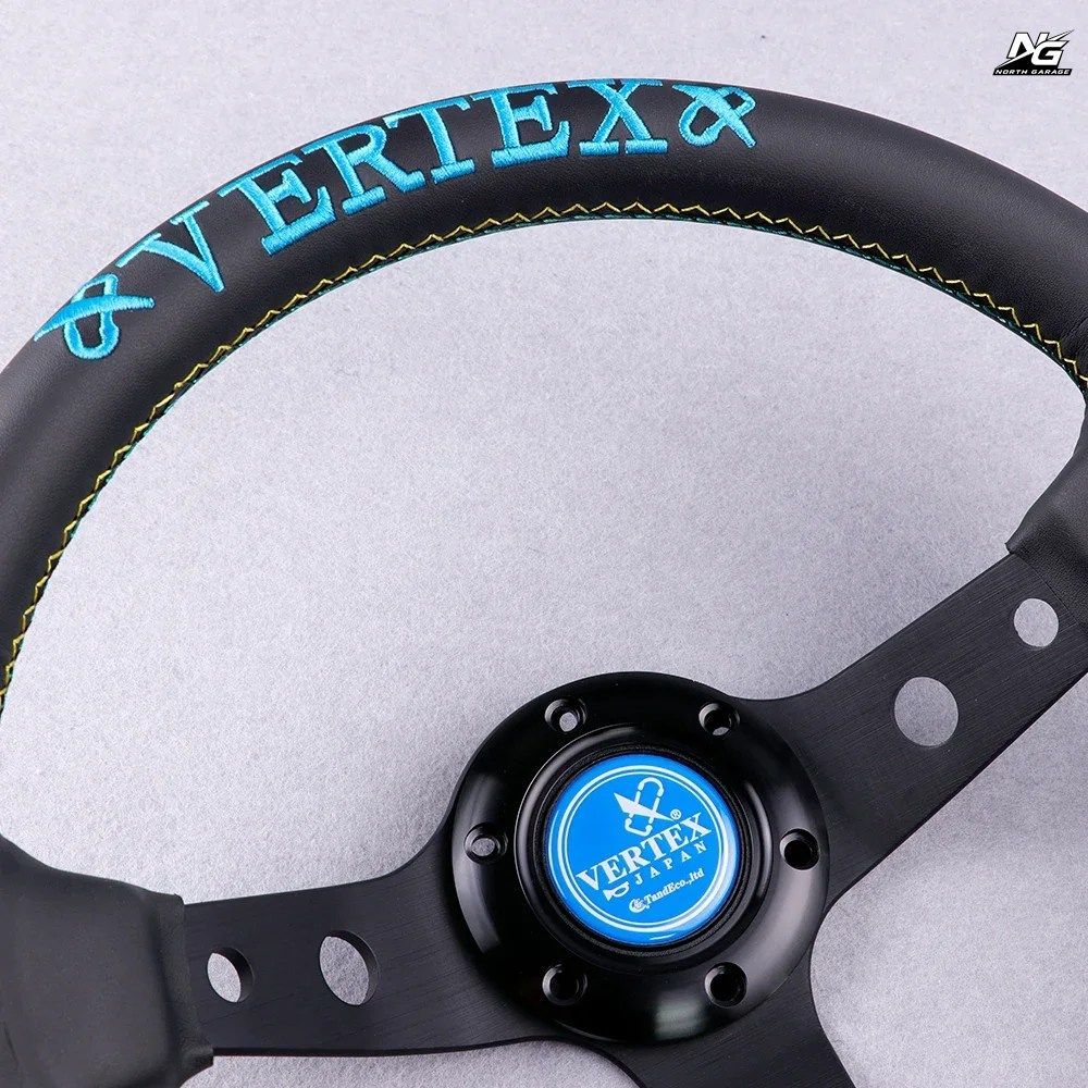 VERTEX 13インチ刺繍入りレザー製スポーツステアリングホイール、MOMO