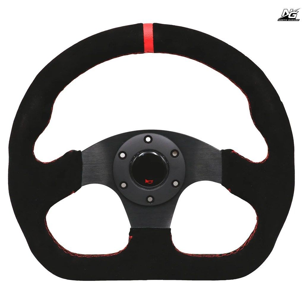 13インチ レーシングフラット レッドレザー ドリフトスポーツステアリングホイール