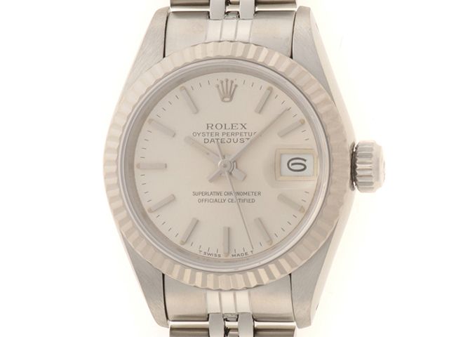ROLEX ロレックス デイトジャスト26 69174 腕時計 ステンレススチール/K18ホワイトゴールド シルバー文字盤 自動巻き E番 レディース【中古】472
