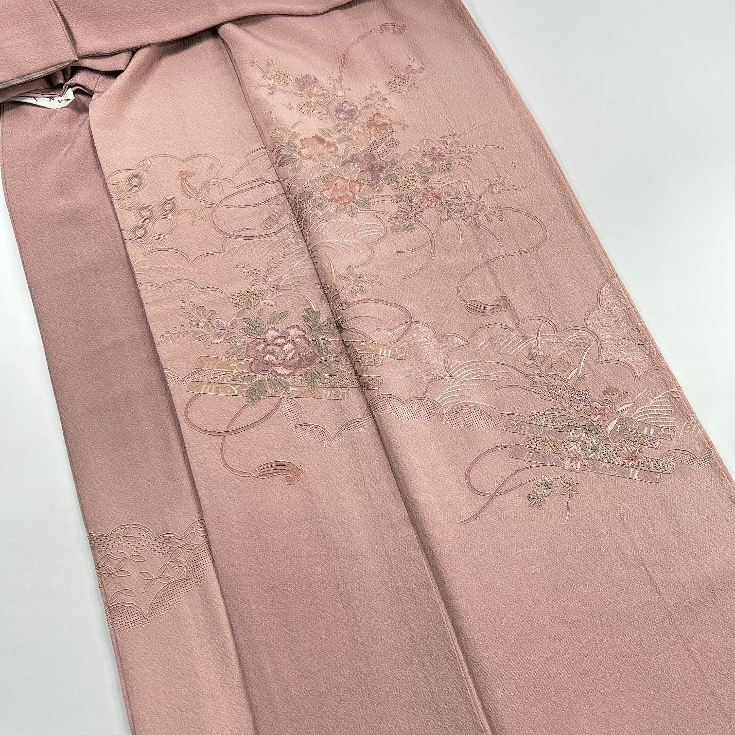 蘇州刺繍 汕頭刺繍 付け下げ 訪問着 大島紬 正絹 A129