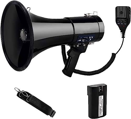 ハンディメガホン 拡声器 高出力50W メガホン 大音量 充電式 高硬度ラウドスピーカー 3.5mm AUX入力 軽量 ハンドヘルドスピーカー イベント 800ヤードレンジ音声 スピーカー屋外用 運動会 避難訓練 演説 消防★m 8772d8b3