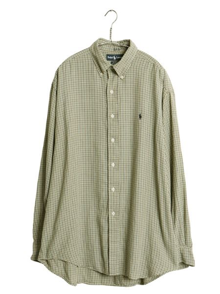 90s ラルフローレン チェック 長袖 ボタンダウン シャツ メンズ L / オールド ポロ コットン 長袖シャツ ワイシャツ シンプル マルチカラー
