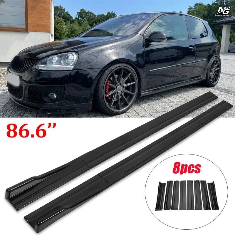 2.2M/86.6インチ サイドスカートエクステンション ロッカーパネルスプリッター VW フォルクスワーゲン ゴルフ MK6 MK7 MK7.5 GTI R GTD ABS
