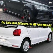 VW フォルクスワーゲン ポロ MK5 MK6 GTI 車用サイドスカートエクステンションスプリッター ロッカーパネルスプリッターカバー 8個セット A