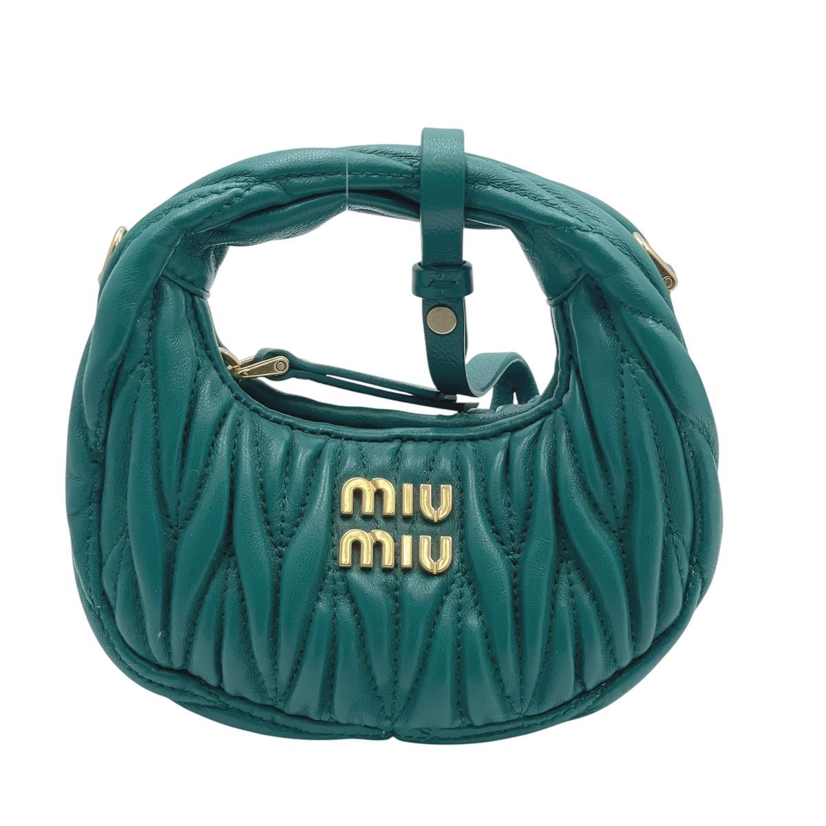 【中古】MIU MIU ミュウミュウ 2WAYハンドバッグ 5NR019 ワンダー マテラッセレザー ホーボーバッグ ターコイズ レザー レディース 25023807 CA