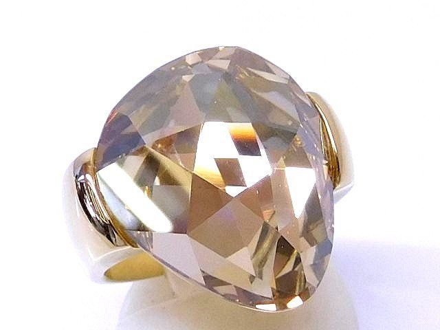 美品 スワロフスキー リング ■ 約13.5号（55）大粒 クリスタル ゴールドカラー レディース 指輪 Swarovski □ 8E