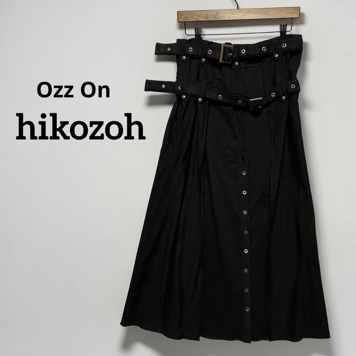Ozz On オッズオンジャパン hikozoh オーバースカート ロングスカート ゴシック パンク 黒 ブラック ベルト ポーチ付き フリーサイズ マキシ丈 アシンメトリー レイヤード ゴスロリ スチームパンク ロック V系 レディース 希少 y2k