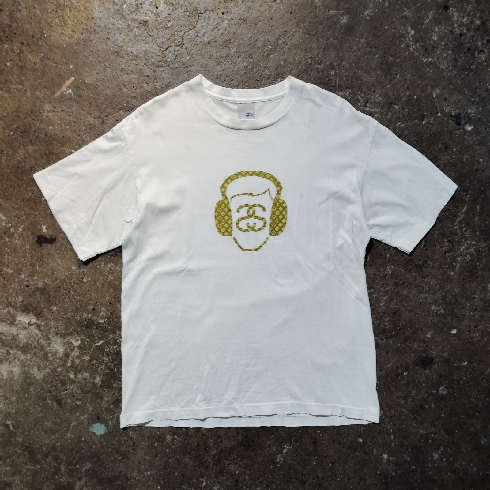 STUSSY 90s USA製 モノグラムヘッドホンTシャツ SSリンク ステューシー 1990s 銀タグ