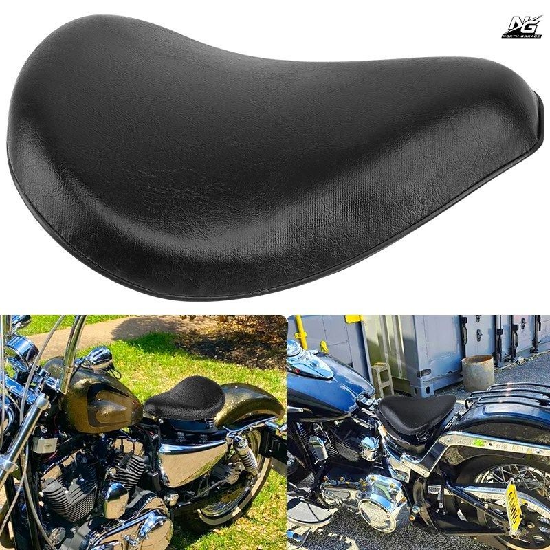 レザー製ソロドライバーシートパッド、フレームスリムサドル、ハーレーダビッドソン スポーツスター XL チョッパー バイクパーツ