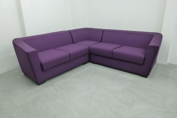 【中古品】TRUE DESIGN コーナーソファ 3点セット パープル
