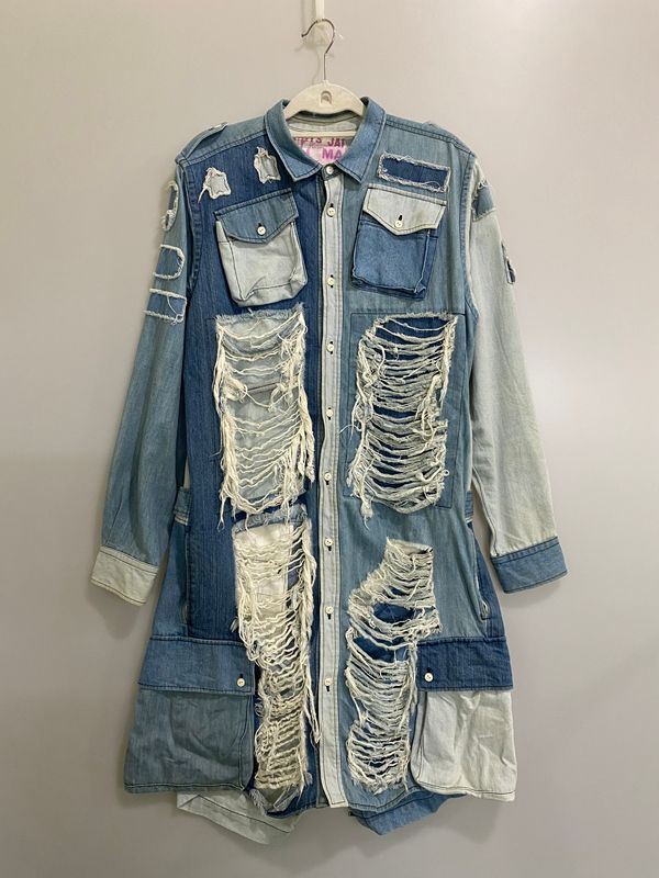 【tt】ノゾミイシグロNOZOMI ISHIGUROダメージTシャツ 中古品】 NOZOMI ISHIGURO ノゾミイシグロ DENIM LONG SHIRT デニム