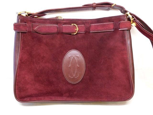カルティエ ■ レザー×スエード ショルダーバッグ ロゴ レディース マスト Cartier □8E8F