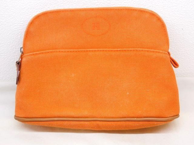 HERMES エルメス ボリード ポーチ ミニ ■ 20 オレンジ系 キャンバス レディース 小物入れ □8E8F