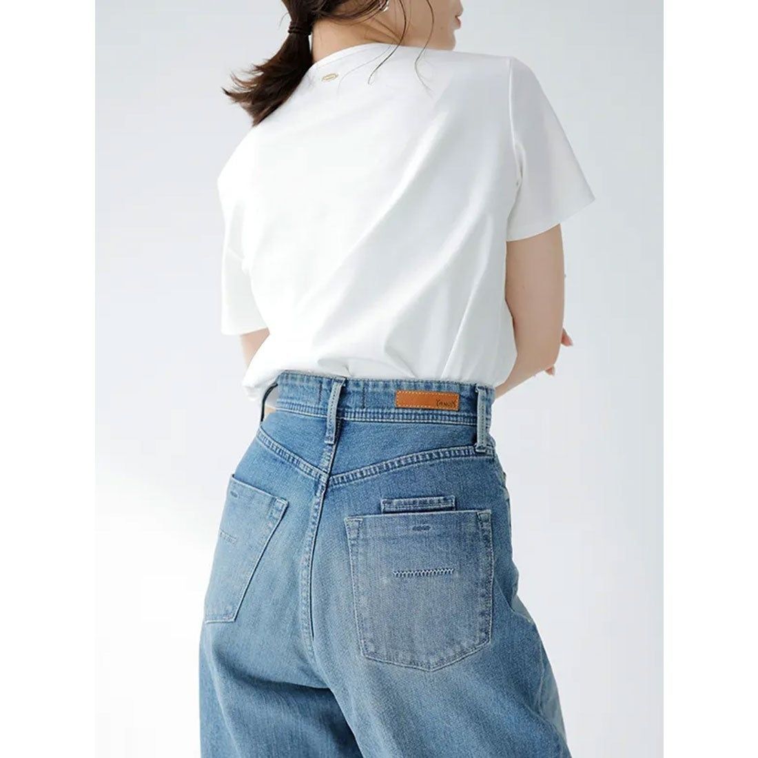 cS48 anuans 2024SS シルクタッチコットンUネックT Tシャツ 絹 シルク