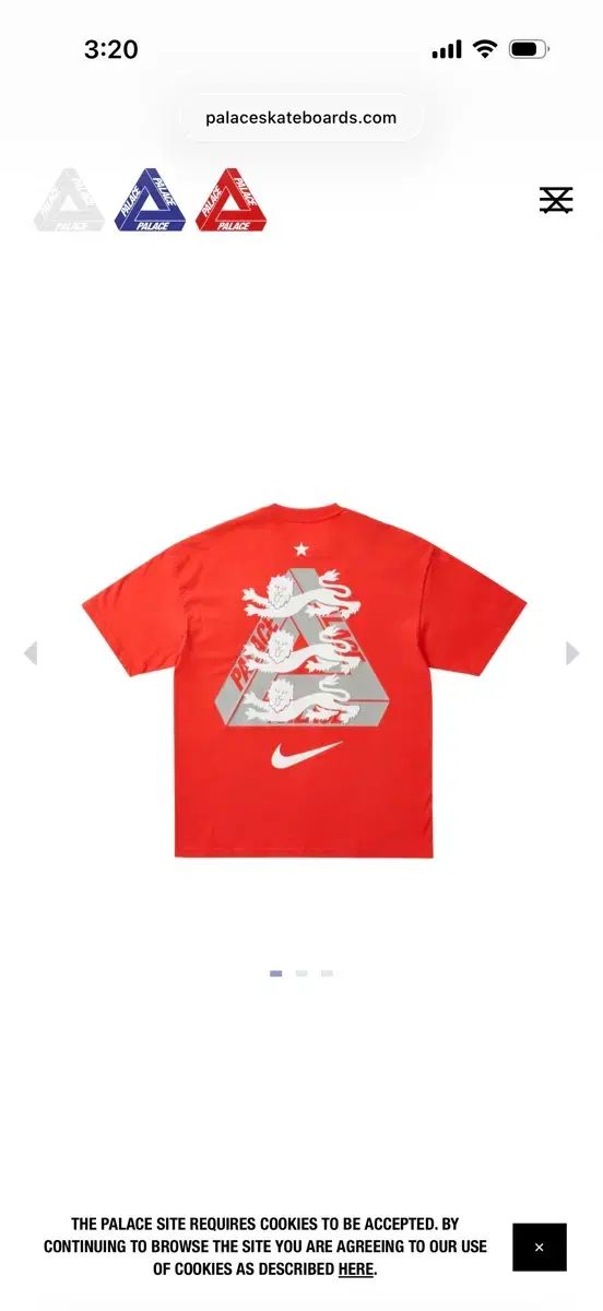 パレス x NIKE イングランド Tシャツ ライト クリムゾン