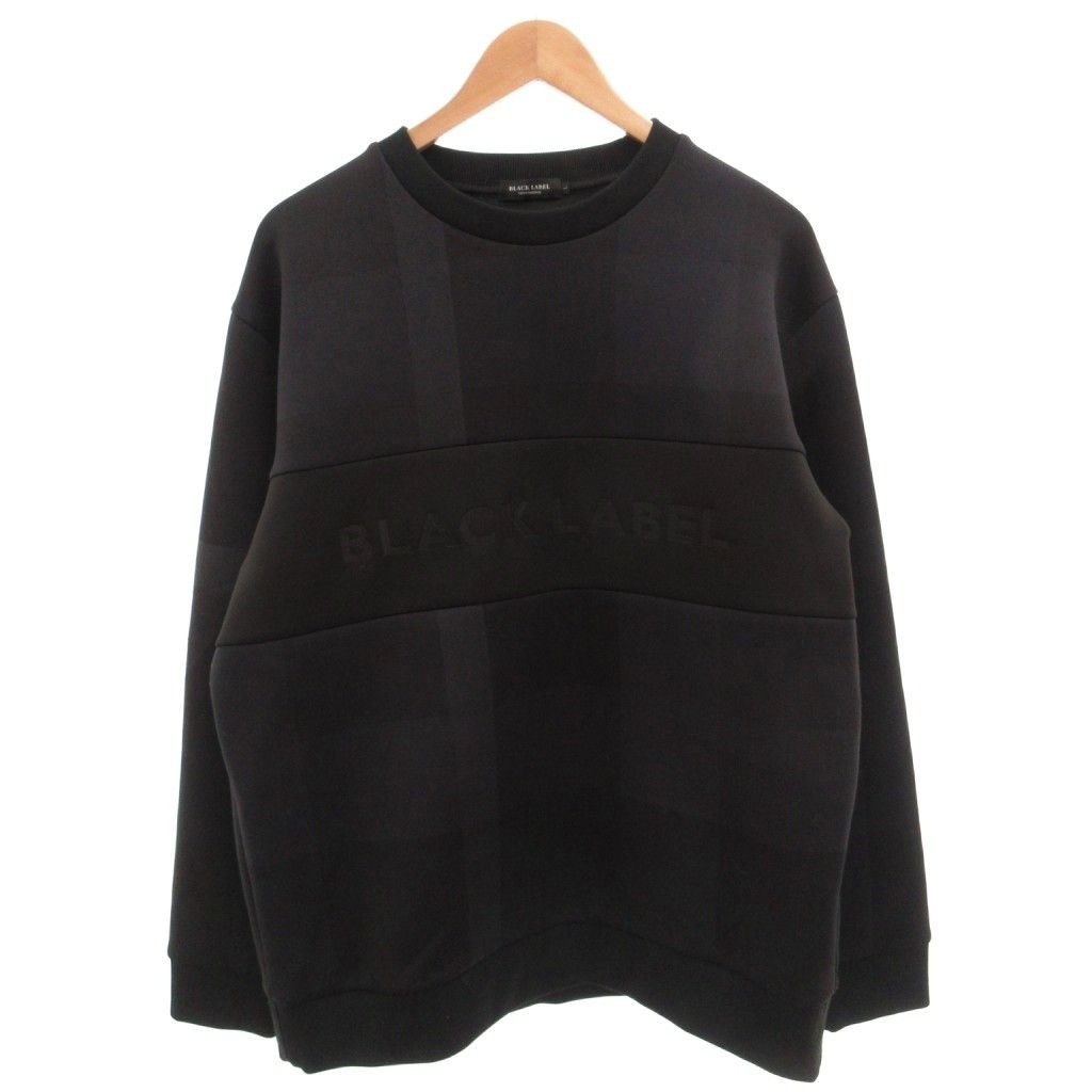 ブラックレーベルクレストブリッジ BLACK LABEL CRESTBRIDGE スウェット トレーナー チェック ロゴ 長袖 L 黒 ブラック /FF ■GY18