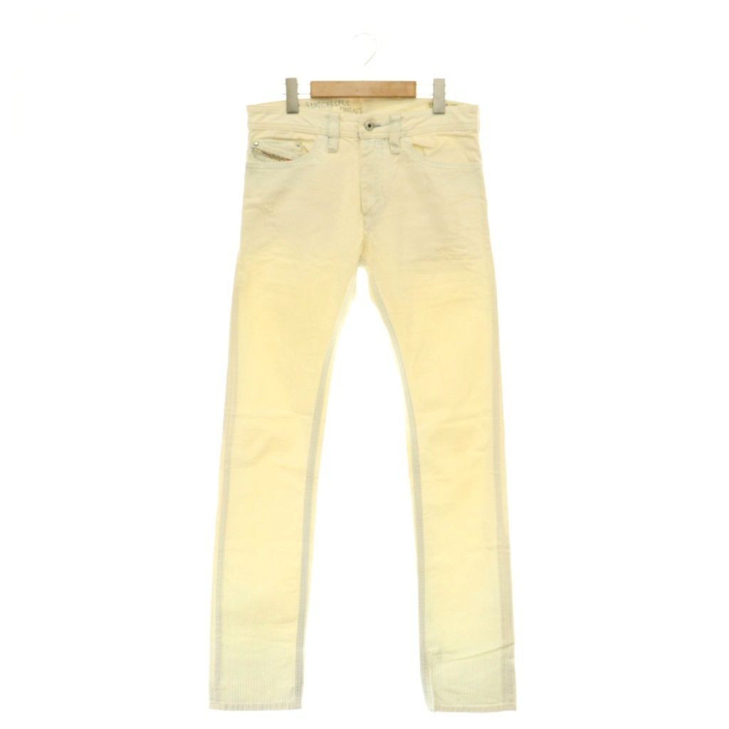 ディーゼル DIESEL デニム ジーンズ ヒッコリー ブリーチ加工 スキニー W28 L32 アイボリー THANAZ 0812X /CX ■GY17
