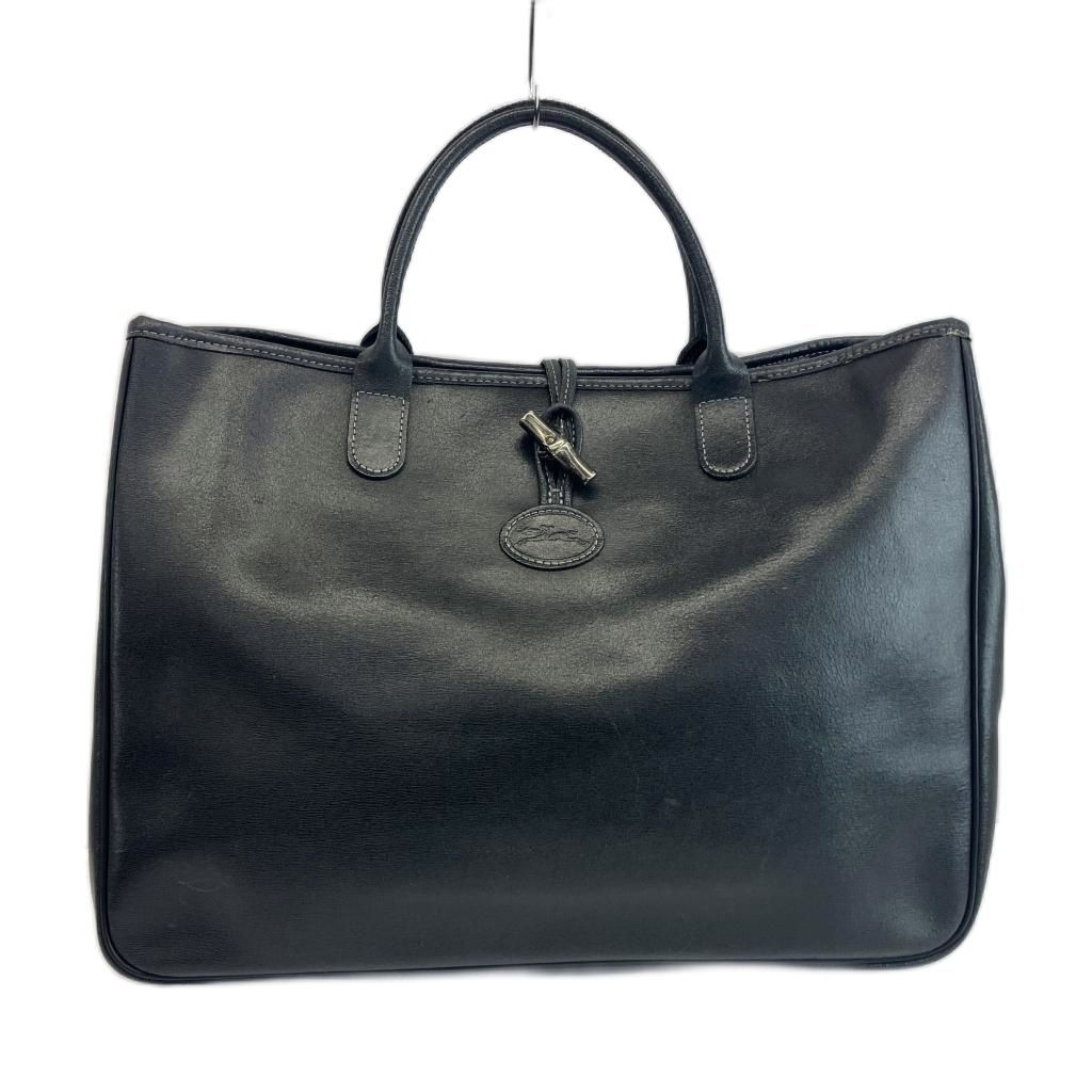 ロンシャン LONGCHAMP ハンドバッグ トートバッグ レザー ロゴ 黒