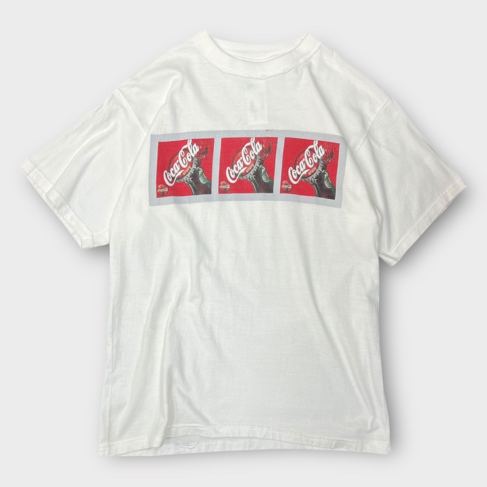 Coca-Cola コカコーラ 企業ロゴ Tシャツ 白 XL相当 古着 00s Y2K 半袖 