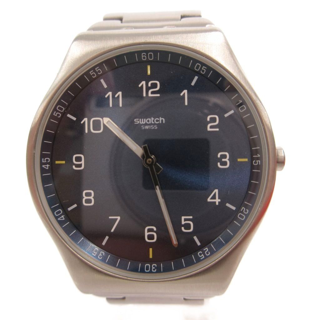 スウォッチ SWATCH IRONY 42 SKIN SUIT BLUE 腕時計 ウォッチ アナログ クォーツ 2針 シルバーカラー 文字盤ネイビー SS07S106G /FF
