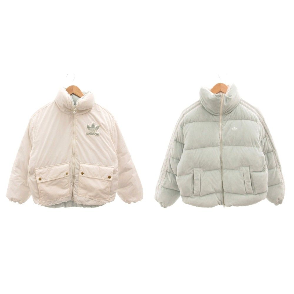 アディダスオリジナルス adidas originals W JKT DOWN REV ダウンジャケット ブルゾン リバーシブル ベルベット トレフォイル 水色 ライトブルー 白 ホワイト S /FF