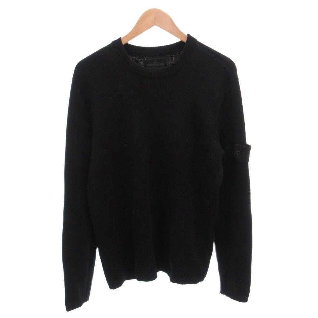 ストーンアイランド STONE ISLAND Ghost Piece Sweater ニット セーター ロゴワッペン クルーネック M 黒 ブラック 7515567FA /FF ■GY65
