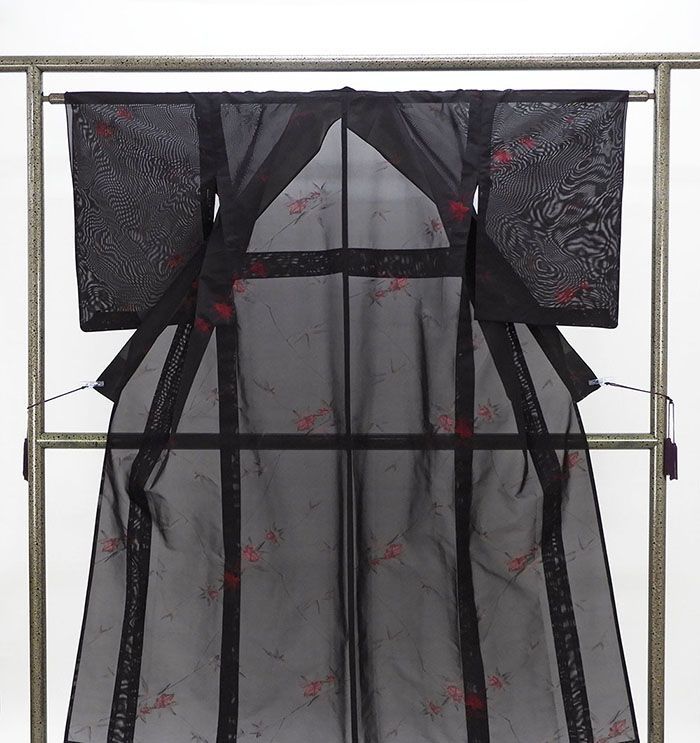 夏物 小紋 紗 正絹 ぼかし 身丈154.5cm 裄丈64cm 夏用 小紋 美品 中古