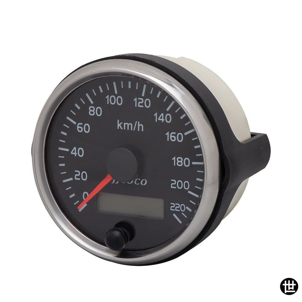 85MMスピードメーター220KM/Hスピードメーターゲージオドメーターホワイト/アンバーバックライト12V/24VLCD車トラックボート用