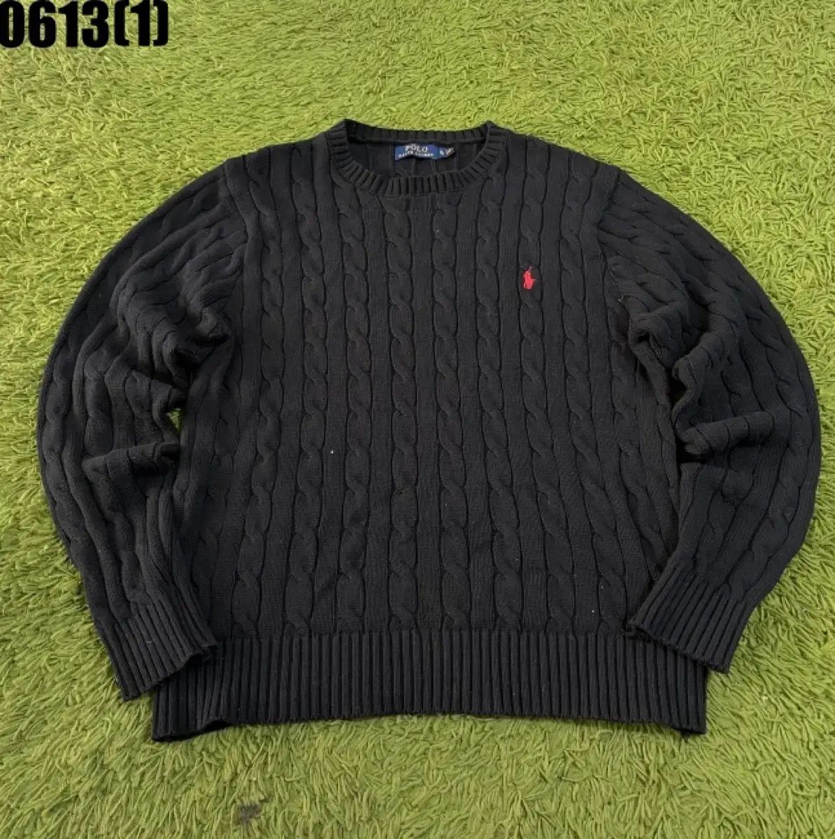 ポロラルフローレン ケーブル ニット ブラック XL
