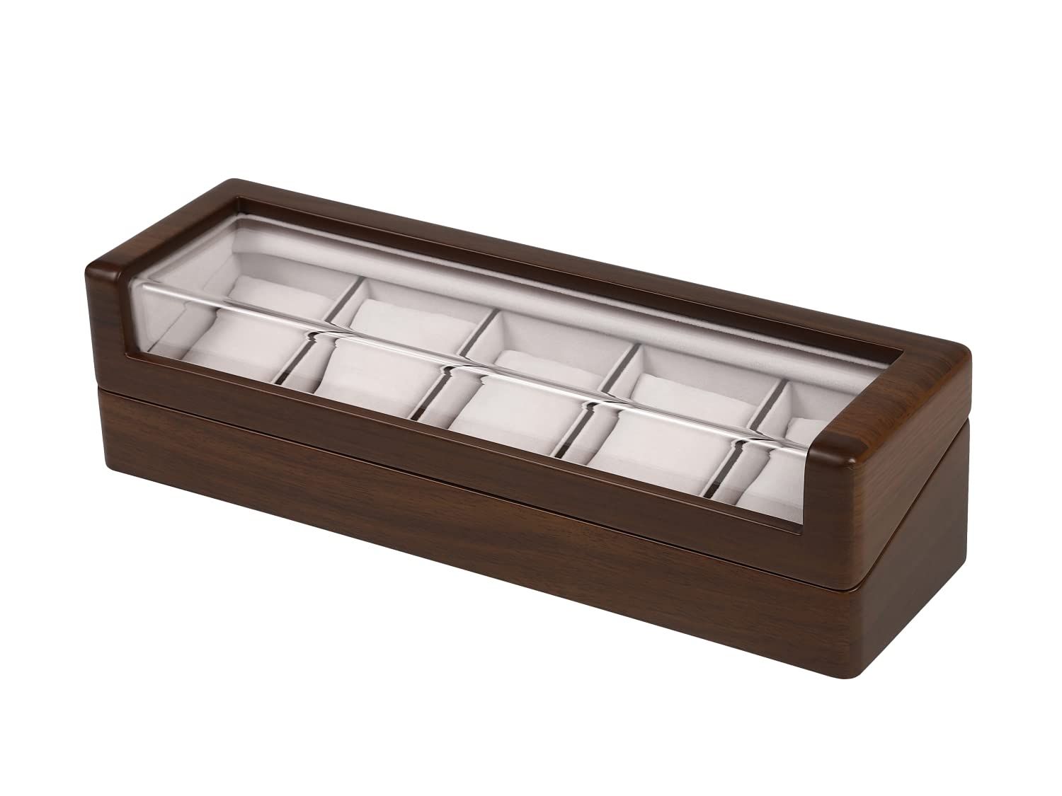 【新品】IGIMI(イギミ) ウォッチボックス ケース 腕時計収納 木製 ブラックウォルナット調 ラルゴ 5本収納 窓付き 茶木目柄